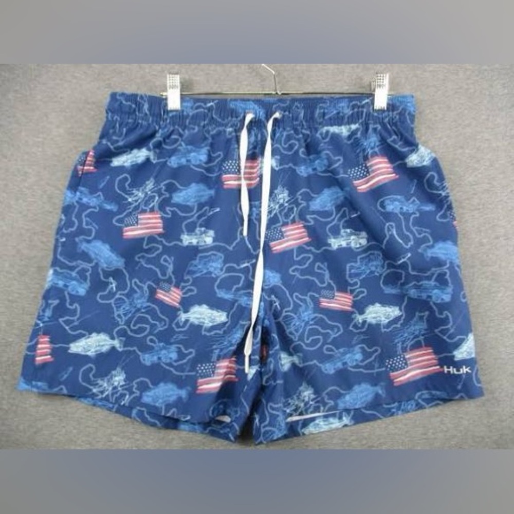 Huk Navy Graphic Swim Shorts